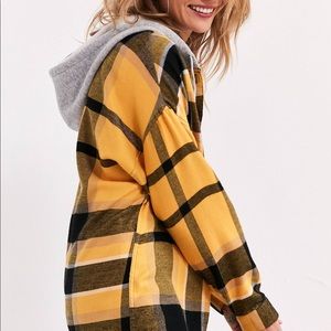 Yellow hooded flannel